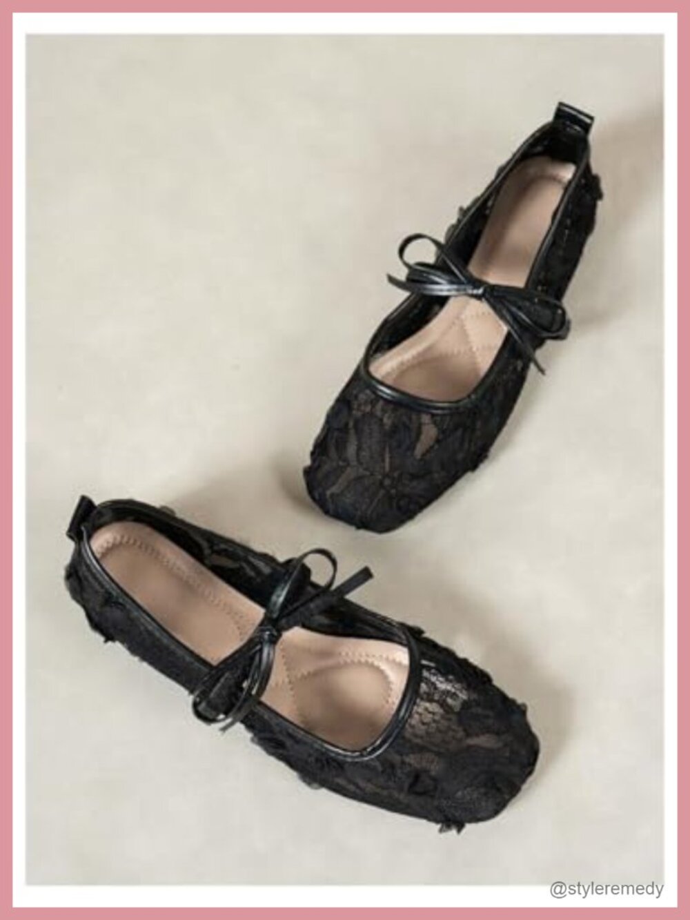 Women's Lace Mesh Ballet Flats Bowknot Maryjane Slip-On Shoes - Picture 3 of 4